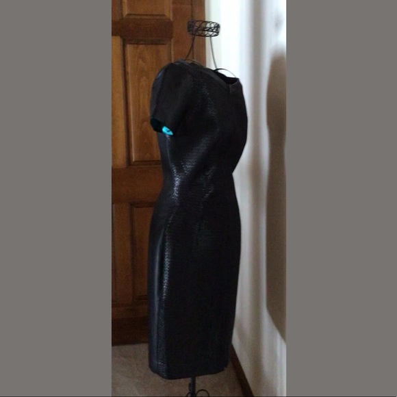 Tahari Lalita Dress, Faux Leather, Black, Size 2 - Picture 11 of 11